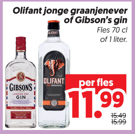 Olifant   jenever, gin folder aanbieding bij  Dekamarkt - details