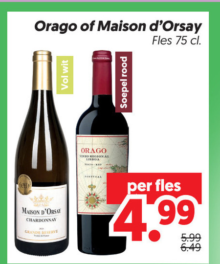 witte wijn rode maison chardonnay grande reserve fles wit vinho regional lisboa soepel rood 5.99 folder aanbieding bij Dekamarkt
