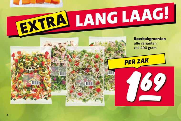 groentenpakket 4 400 lang laag italiaanse stil kastanje champignon chinese roerbakgroenten zak folder aanbieding bij Nettorama
