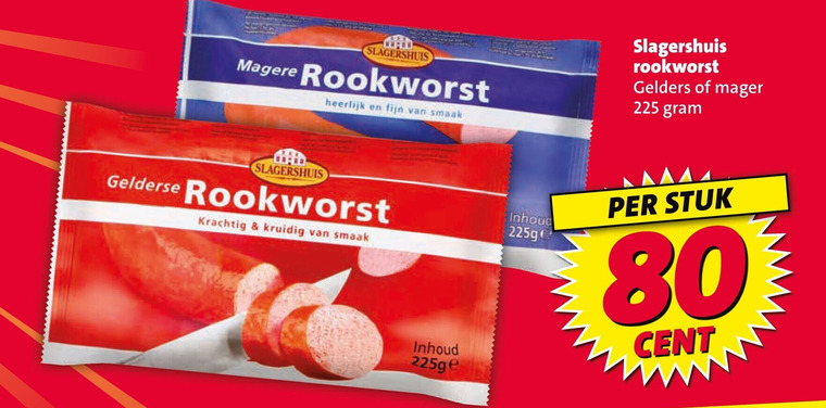 rookworst 80 225 slagershuis fijn gelders gelderse kruidig inhoud stuk cent folder aanbieding bij Nettorama