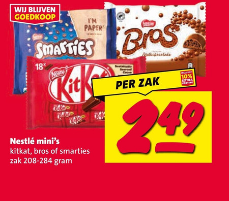 kitkat bros smarties mini chocoladerepen 10 18 paper bios nestle kick zak sourced folder aanbieding bij Nettorama Bros mini chocoladerepen folder aanbieding bij Nettorama - details