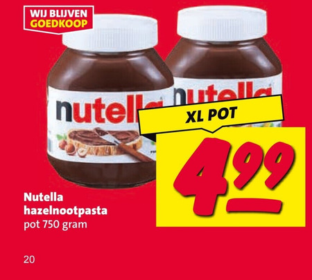 nutella hazelnootpasta 20 750 pot xl folder aanbieding bij Nettorama Nutella hazelnootpasta folder aanbieding bij Nettorama - details