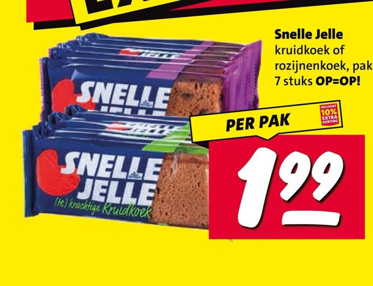 snelle jelle ontbijtkoekrepen 7 10 kruidkoek rozijnenkoek pak stuks folder aanbieding bij Nettorama Snelle Jelle ontbijtkoekreep folder aanbieding bij Nettorama - details