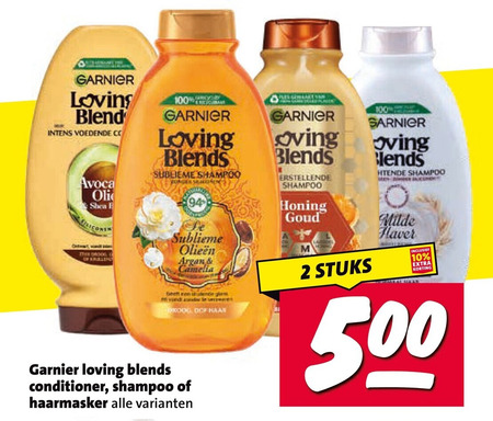 garnier loving blends conditioner shampoo 2 10 100 500 blend voedende co b droog sublieme argan camelia ge andy le dof haan haarmasker make herstellend honing goud stuks milde folder aanbieding bij Nettorama Garnier Loving Blends shampoo, conditioner folder aanbieding bij Nettorama - details