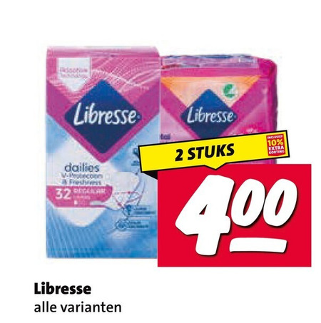 libresse inlegkruisjes maandverband 2 10 32 dailies freshness stuks folder aanbieding bij Nettorama Libresse maandverband, inlegkruisjes folder aanbieding bij Nettorama - details