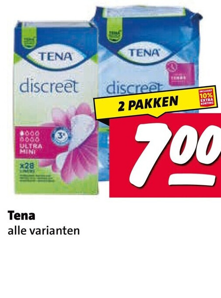 tena lady incontinentieverband 2 10 28 700 discreet ultra mini pakken folder aanbieding bij Nettorama Tena Lady incontinentieverband folder aanbieding bij Nettorama - details