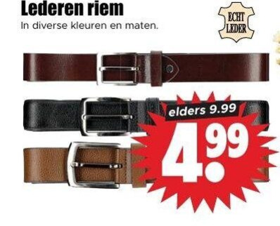 damesriem herenriem lederen riem kleuren maten leder elders folder aanbieding bij Dirk