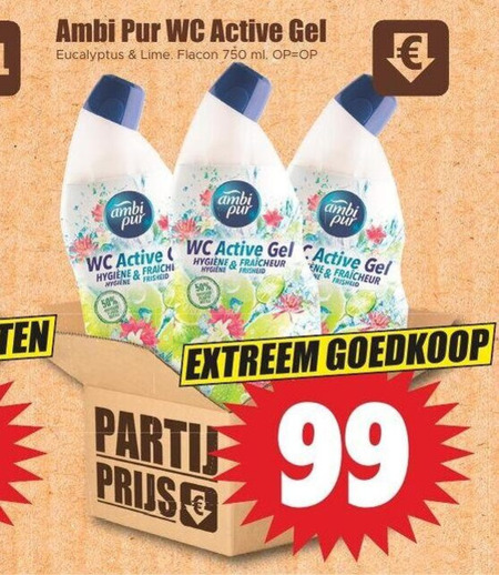 ambi pur toiletreiniger 99 750 wc active gel eucalyptus lime flacon ml fraiche hygiene fraicheur extreem folder aanbieding bij Dirk Ambi Pur toiletreiniger folder aanbieding bij Dirk - details