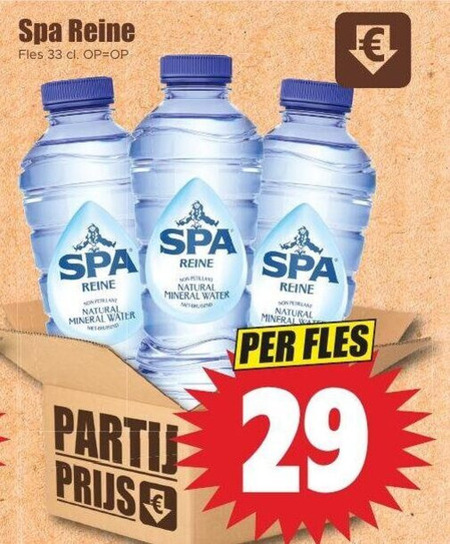 spa mineraalwater 33 reine fles elan natural mineral water party folder aanbieding bij Dirk Spa mineraalwater folder aanbieding bij Dirk - details