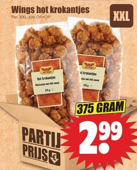 rijstzoutjes xxl wings hot krokantjes chili ge chilli folder aanbieding bij Dirk