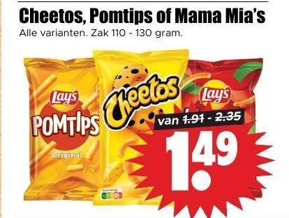 lays cheetos zoutjes pomtips mama zak original folder aanbieding bij Dirk Cheetos zoutje folder aanbieding bij Dirk - details