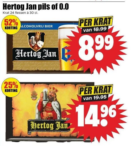 hertog jan alcoholvrij bier krat 24 25 30 pils 0.0 flessen folder aanbieding bij Dirk Hertog Jan krat bier, alcoholvrij bier folder aanbieding bij Dirk - details