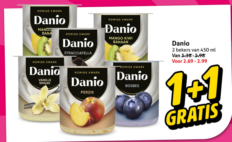 Danone Danio   kwark folder aanbieding bij  Hoogvliet - details