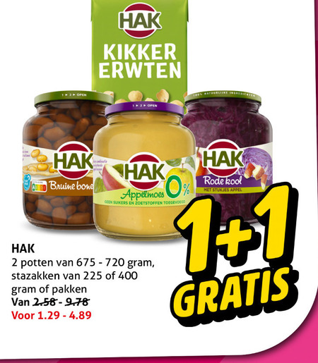 Hak   appelmoes, bonen folder aanbieding bij  Hoogvliet - details