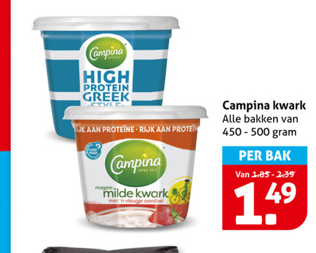 campina kwark high protein rijk planet proof milde vleugje aardbei bakken bak folder aanbieding bij Hoogvliet Campina kwark folder aanbieding bij Hoogvliet - details