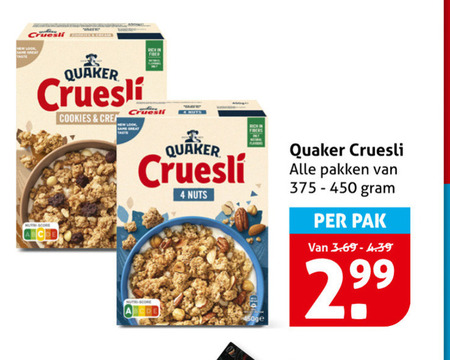 Quaker   cruesli folder aanbieding bij  Hoogvliet - details