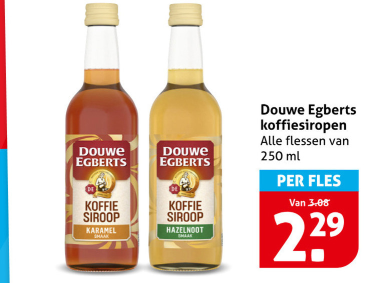 douwe egberts koffiesiroop 250 koffie siroop karamel hazelnoot flessen ml fles folder aanbieding bij Hoogvliet Douwe Egberts koffiesiroop folder aanbieding bij Hoogvliet - details