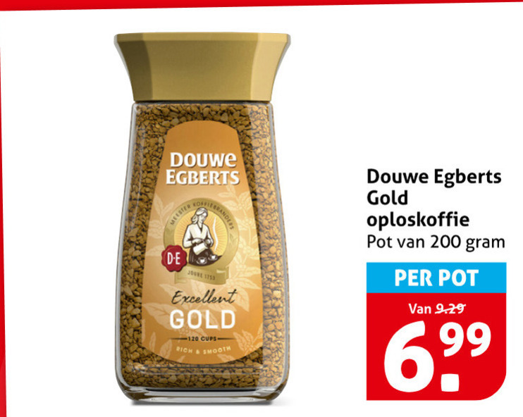 Douwe Egberts   oploskoffie folder aanbieding bij  Hoogvliet - details