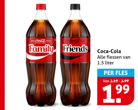 coca-cola cola 15 share coca with your original taste family friends flessen liter fles folder aanbieding bij Hoogvliet Coca-Cola cola folder aanbieding bij Hoogvliet - details