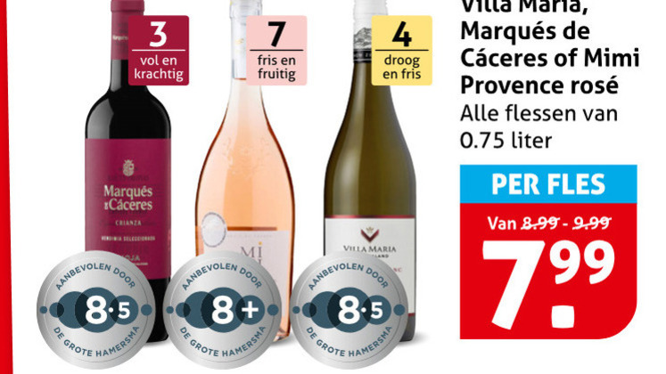 rose rode wijn witte 3 4 7 fris fruitig droog villa maria crianza 8 hamersma mimi provence rosee flessen liter fles folder aanbieding bij Hoogvliet
