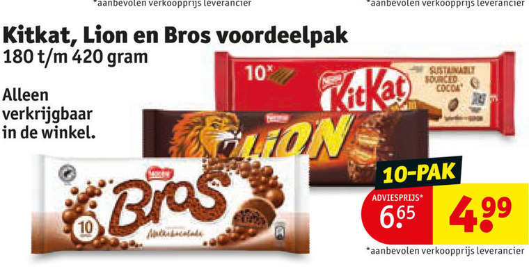 kitkat bros lion chocoladerepen 10 180 sourced cocoa pak folder aanbieding bij Kruidvat KitKat chocoladereep folder aanbieding bij Kruidvat - details