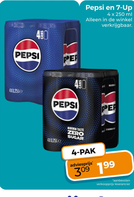 7-up pepsi frisdrank cola 4 7 250 430 up ml taste zero sugar pak folder aanbieding bij Trekpleister Pepsi cola, frisdrank folder aanbieding bij Trekpleister - details