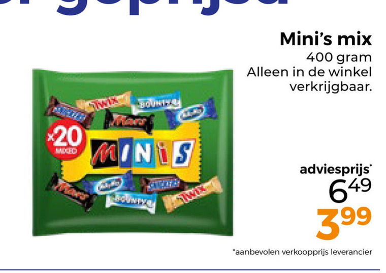 twix mini chocoladerepen 400 minis mix folder aanbieding bij Trekpleister Twix mini chocoladerepen folder aanbieding bij Trekpleister - details