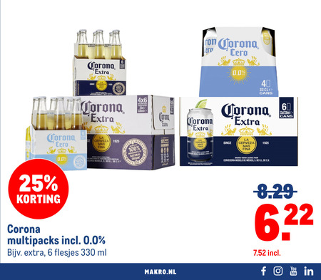 corona speciaalbieren 6 25 33 40 60 100 330 lc 0.0 natural since la cerveza cerveceria brewed under from licentie multipacks ml water bottles flessen maize you tube folder aanbieding bij Makro Corona speciaalbier folder aanbieding bij Makro - details