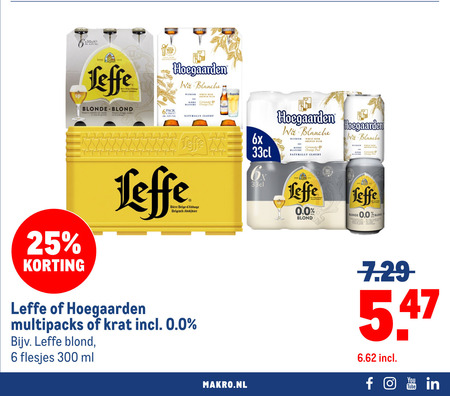leffe hoegaarden witbier krat bier 6 25 300 akc beer anno dieren belge belgisch blonde blond nuances vanille clou vleugje cup wit blanche wheat brewed with coriander orange pack 4 9 naturally cloudy abdijbier multipacks 0.0 6x biere ml you tube folder aanbieding bij Makro Hoegaarden krat bier, witbier folder aanbieding bij Makro - details