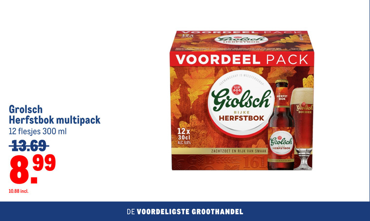 grolsch bokbier 12 300 herfstbok multipack ml voordeel pack meesterschap rijke herfst 12x 6 zachtzoet rijk groothandel folder aanbieding bij Makro Grolsch bokbier folder aanbieding bij Makro - details