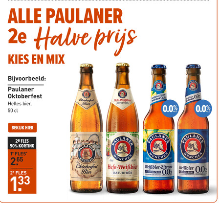 paulaner speciaalbieren 50 100 2e halve mix oktoberfest paul paula bier alkoholfrei 0.0 bekijk fles 1e 1 33 pau seit munchen original folder aanbieding bij Gall & Gall Paulaner speciaalbier folder aanbieding bij Gall & Gall - details