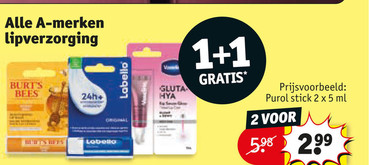 labello burts lippenbalsem 1 2 5 merken lipverzorging bees purol stick ml folder aanbieding bij Kruidvat Labello lippenbalsem folder aanbieding bij Kruidvat - details
