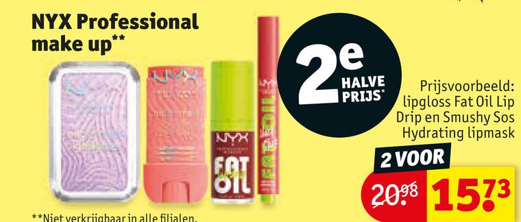 cosmetica 2 professional make up halve lipgloss oil lip drip sos hydrating folder aanbieding bij Kruidvat
