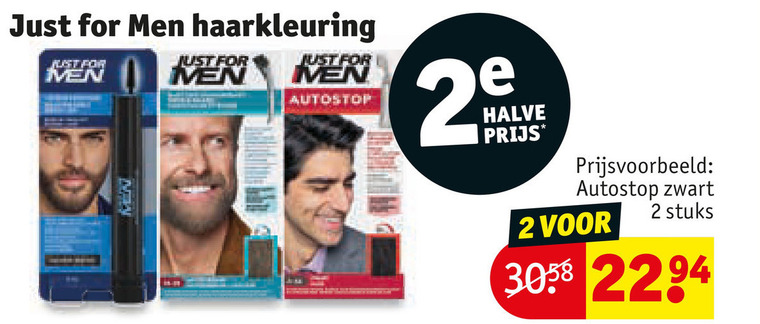 just for men haarkleuring 2 autostop halve zwart stuks folder aanbieding bij Kruidvat Just for Men haarkleuring folder aanbieding bij Kruidvat - details