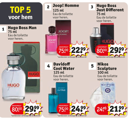 davidoff calvin klein joop nikos hugo boss eau de toilette 1 2 3 4 5 100 top man ml heren homme cool water just difference sculpture folder aanbieding bij Kruidvat Davidoff eau de toilette folder aanbieding bij Kruidvat - details