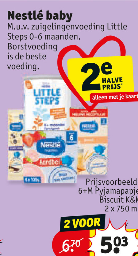 nestle babyvoeding 2 4 6 16 750 baby zuigelingenvoeding little steps maanden borstvoeding voeding halve kaart aardbei new to pyjamapapje biscuit ml folder aanbieding bij Kruidvat Nestle babyvoeding folder aanbieding bij Kruidvat - details