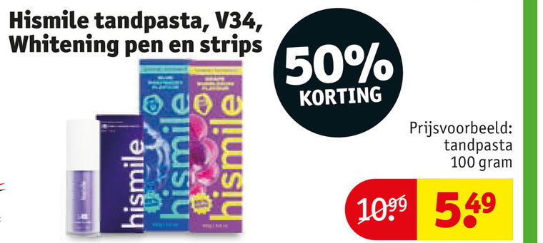 tandpasta 50 100 whitening pen strips folder aanbieding bij Kruidvat