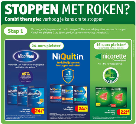 stoppen met roken 1 2 3 4 5 6 7 8 12 14 15 16 22 24 25 60 combi therapie verhoog kans stap hiermee pleisters onverwachte trek pleister nicotinell nummer nicotine vervangend middel nederland opper niquitin verdubbel clear mg uur slaap nicorette overwin jezelf merk wereldwijd stuks controlled five smoking megan piper mat data omzet categorie nederlandse retail markt supermarkten petrol online hd periode maanden eindigend copyright bronnen basis folder aanbieding bij Kruidvat