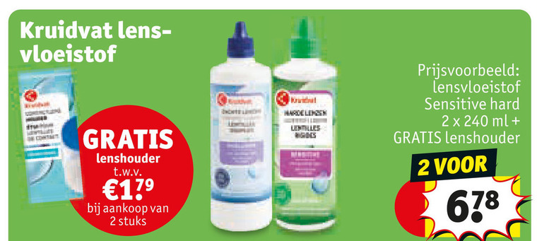 kruidvat huismerk contactlensvloeistof 2 240 lens vloeistof lenshouder t.w.v. stuks sensitive hard ml folder aanbieding bij Kruidvat Kruidvat Huismerk contactlensvloeistof folder aanbieding bij Kruidvat - details