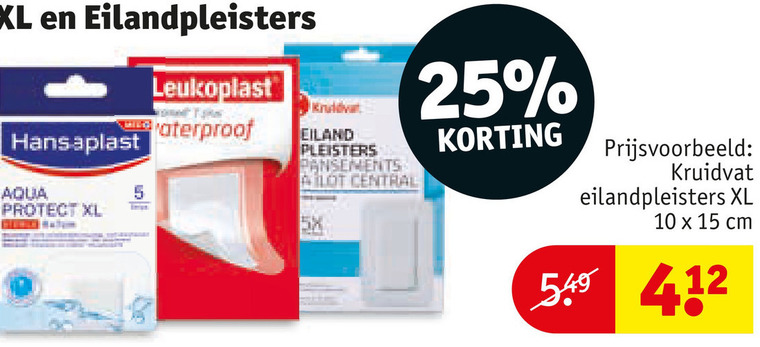hansaplast leukoplast kruidvat huismerk pleisters 5 10 15 25 xl eilandpleisters waterproof aqua protect eiland central cm folder aanbieding bij Kruidvat Hansaplast pleister folder aanbieding bij Kruidvat - details