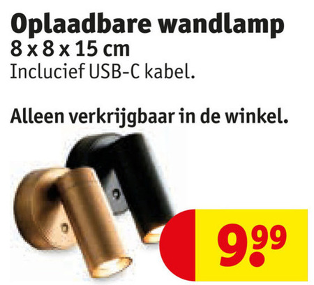 wandlampen 8 15 oplaadbare wandlamp cm usb kabel folder aanbieding bij Kruidvat