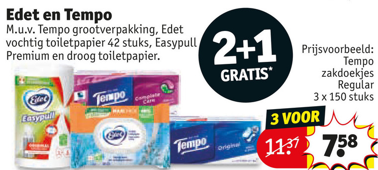 tempo edet vochtig toiletpapier zakdoeken 1 2 3 42 150 grootverpakking stuks easypull premium droog complate carmine zakdoekjes regular original folder aanbieding bij Kruidvat Edet zakdoek, vochtig toiletpapier folder aanbieding bij Kruidvat - details