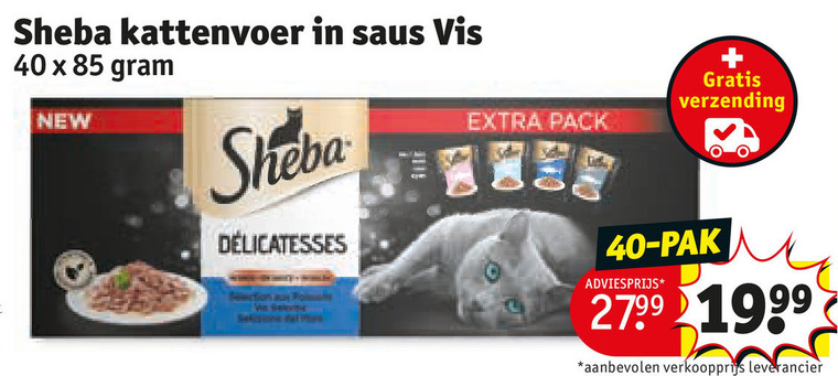 sheba kattenvoer 40 saus vis new verzending pack pak folder aanbieding bij Kruidvat Sheba kattenvoer folder aanbieding bij Kruidvat - details