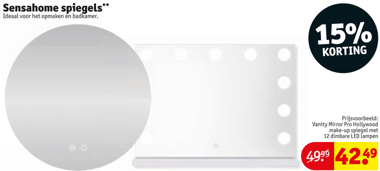 spiegels 12 15 opmaken badkamer vanity mirror pro hollywood make up spiegel dimbare led lampen folder aanbieding bij Kruidvat