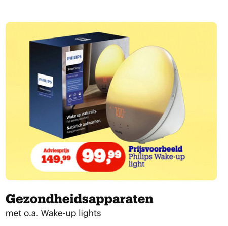 wekkerlamp philips smart wake up naturally fall asleep 7 00 99 light o.a. lights folder aanbieding bij Bol.com