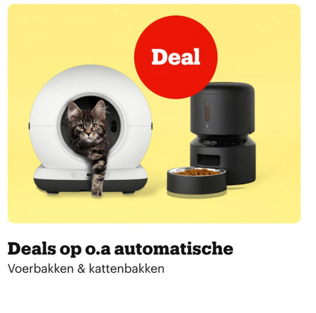 kattenbak voerbak deal deals automatische voerbakken kattenbakken folder aanbieding bij Bol.com
