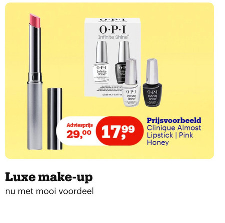 cosmetica 2 infinite shine 15ml oz 00 17 99 luxe make up voordeel clinique almost lipstick pink honey folder aanbieding bij Bol.com