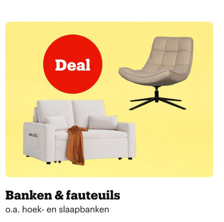 fauteuil slaapbank bankstel deal banken fauteuils o.a. hoek slaapbanken folder aanbieding bij Bol.com