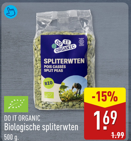 spliterwten 500 it organic certified b corporation pois split peas bio biologische folder aanbieding bij Aldi