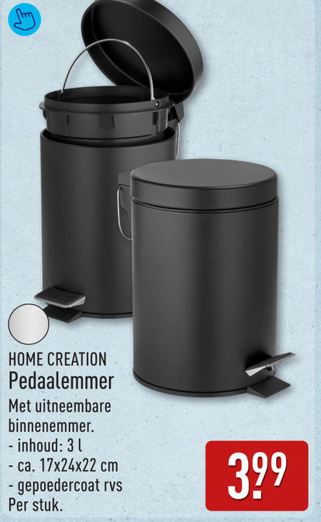 pedaalemmer 31 home creation uitneembare binnenemmer inhoud ca. cm gepoedercoat rvs stuk folder aanbieding bij Aldi